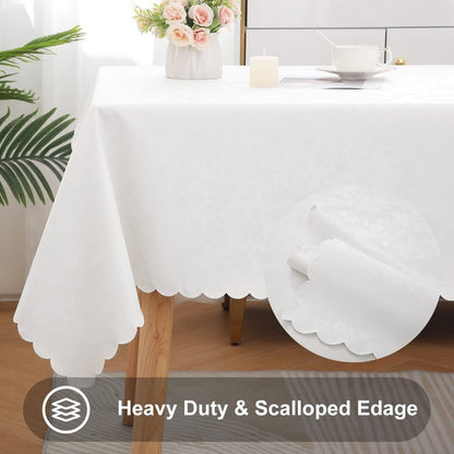 Smiry Rectangle Table Cloth, Waterproof Heavy Duty Vinyl Tablecloths, Wipeable Washable Table Cover for Kitchen and Dining Room (White, 70" X 120")