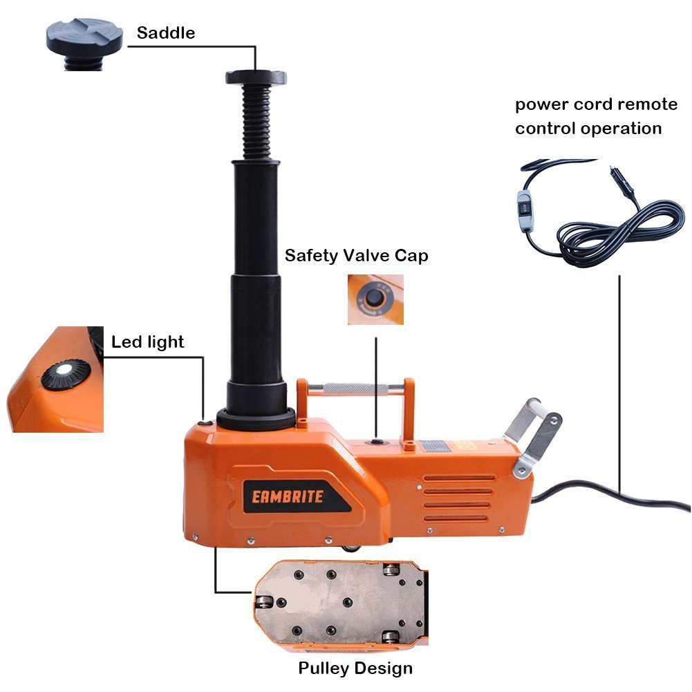 EAMBRITE 12V DC Heavy Duty 15 Ton 33000lbs Hydraulic Car Floor Jack with LED Light Electric Car Jack for SUV and RV, Trucks, Sedan, Van