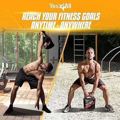 Yes4All Powder Coated Kettlebell, Cast Iron Core Kettlebells with Non-Slip Handle & Flat Bottom for Conditioning, Heavy Duty for Strength Training, 9lb to 71lb - Single & Pair