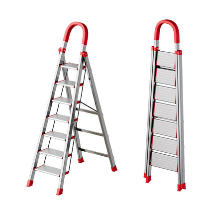 7 Step Ladder with Comfort Handrail,Folding Step Stool Heavy Duty,Protable Step Tool with Anti-Slip Widen Pedals,Safe-Lock Design,Tall Kitchen/Closet Step Ladder for Adults