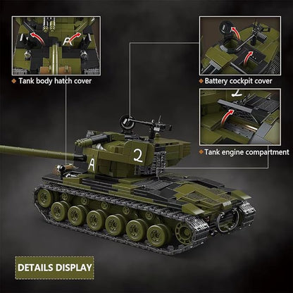 39059 T26E4 Super Pershing Test Vehicle No.1 Building Block Set 1322 Pieces Military 1:28 Scale Tank Model Toys Ideal Gift for Room Decoration or Collection