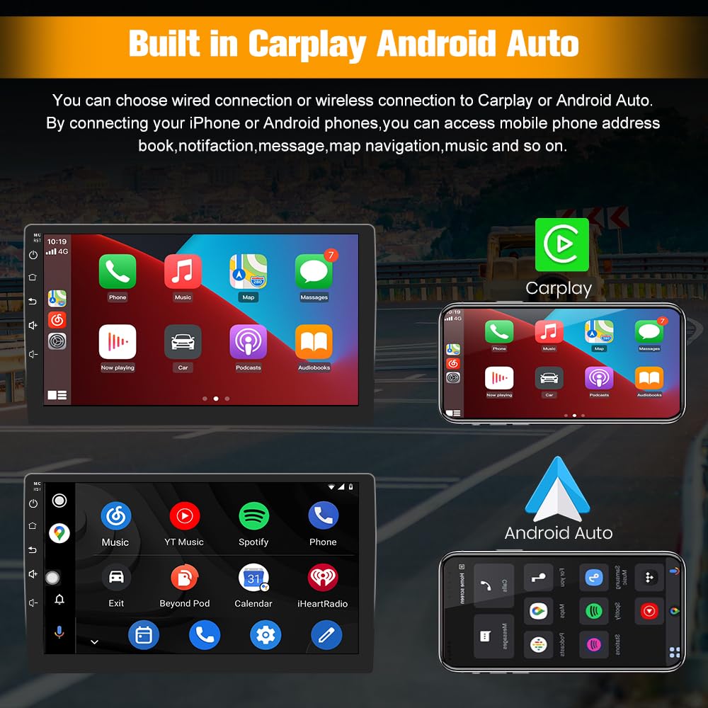 Junsun 4G+64G 10 inch Touch Screen Car Radio Stereo for Jeep Compass Patriot 2010-2016 Android 13 CarPlay Android Auto Bluetooth with GPS Navigation