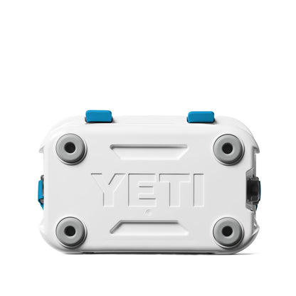 YETI Roadie 15 Hard Cooler with DoubleDuty Shoulder Strap, White/Blue