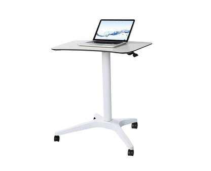 CARTMAY Mobile Standing Desk,Pneumatic Height Adjustable Laptop Desk, Mobile Laptop Desk with Wheels, Height Adjustable from 29.5'' to 47'',White