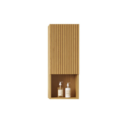 KEIKI Bathroom Wall Cabinet, Premium Wood Medicine Cabinet with Soft-Close Doors and Open Shelf, Narrow Storage Cabinet for Bathroom Kitchen Laundry Room, Golden Oak