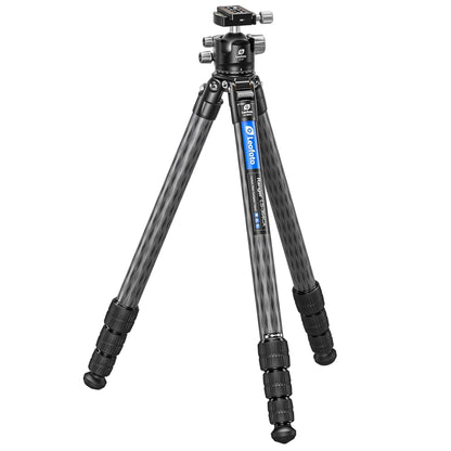 Leofoto Professional Camera Tripod, 62" Compact Carbon Fiber Tripod for DSLR Video Camcorder, 4 Leg Sections, 360° Ball Head, Max Load 25KG/55Lb (LS-364CX+LH-47)