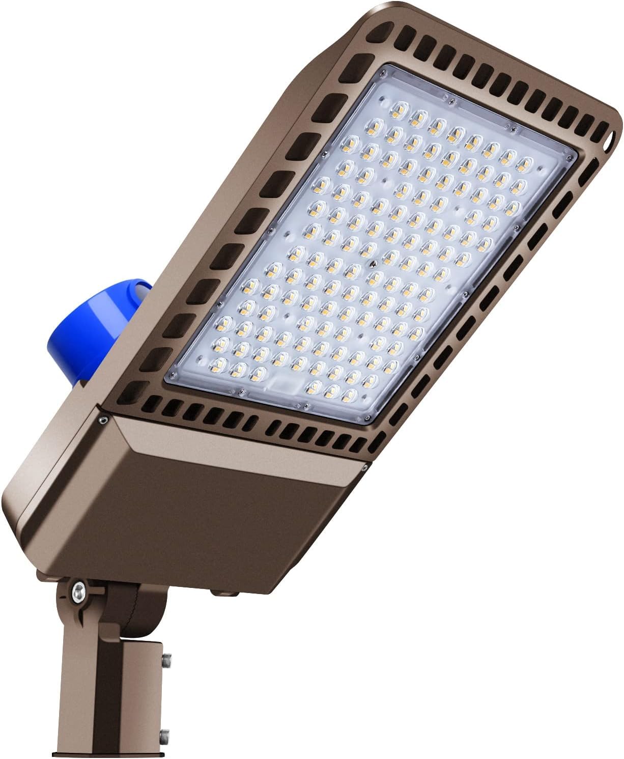 ledmo 300W LED Parking Lot Light Slip Fitter Mount 36000LM 5000K Outdoor Commercial Area Flood with Dusk to Dawn Photocell, Easy Installation IP65 Waterproof Shoebox Light for Street, Yard