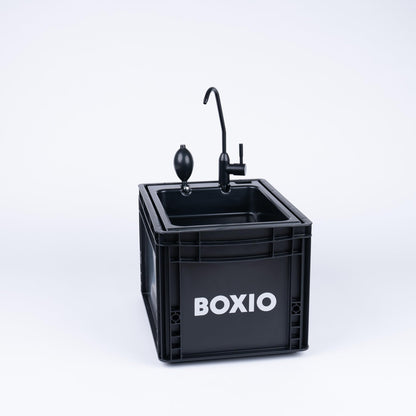 BOXIO - Sanitary Edition: Mobile Camping Bathroom All-in-One Solution, Mobile Camping Sink, Camping Toilet, Shower Head & Extensive Camping Accessories, black