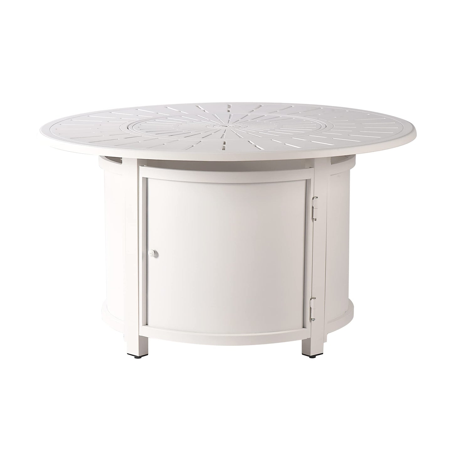 Oakland Living Round 44 in. x 44 in. Aluminum Propane Fire Pit Table with Glass Beads, Two Covers, Lid, 57,000 BTUs in White Finish