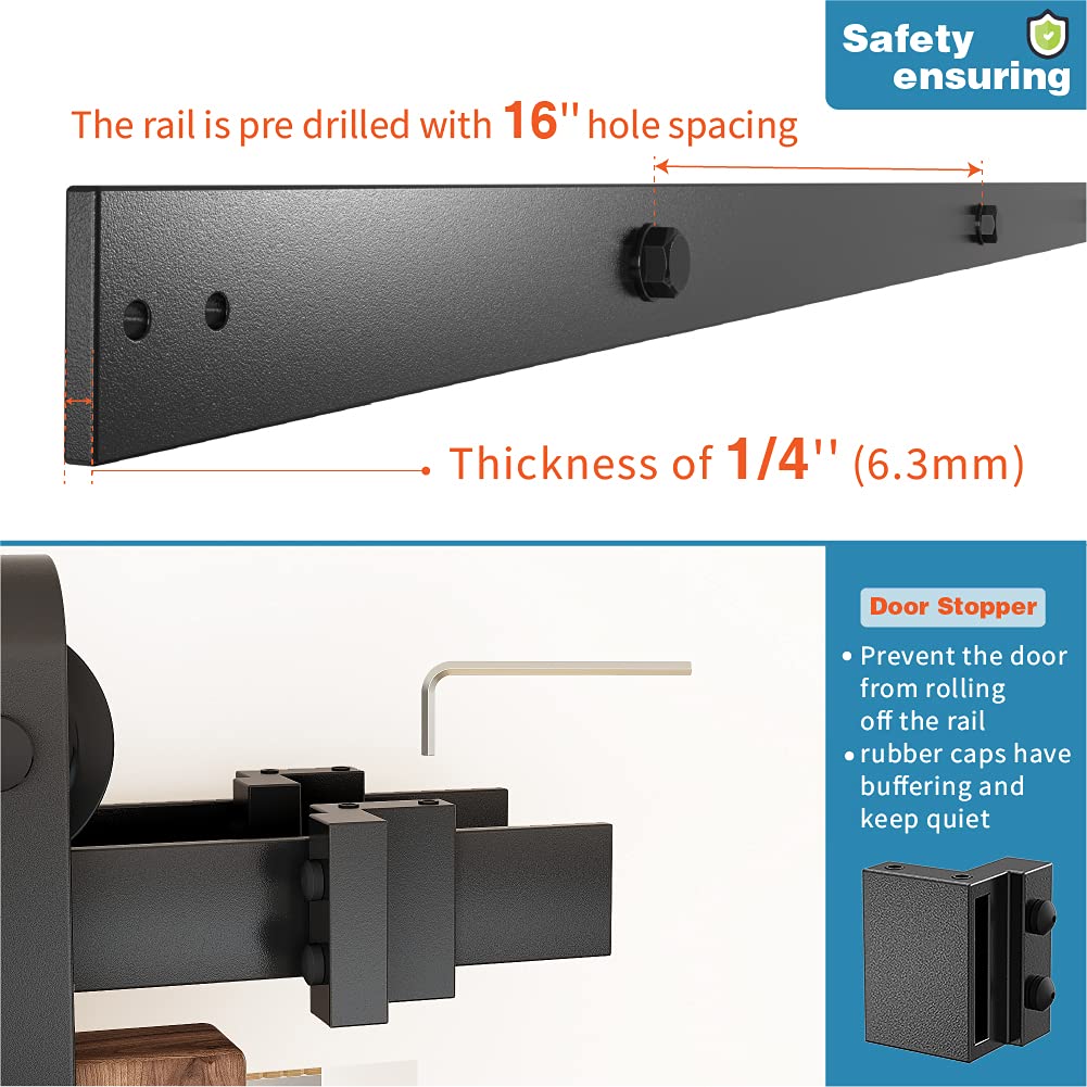 ZEKOO 6.6FT Double Track Bypass Sliding Barn Door Hardware Kit for 2 Doors, Bypass Barn Door Track Kit, Low Ceiling, Easy Install, J Shape Hanger, Fit 40" Wide Door Panel
