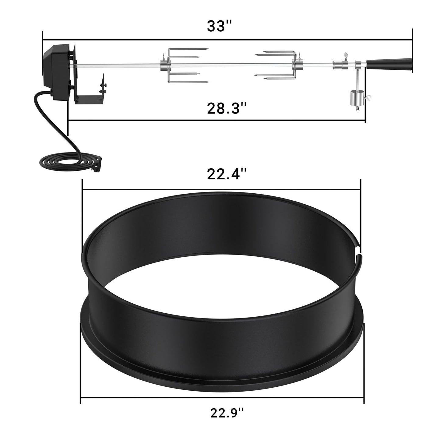 Charkettle Rotisserie Ring Kit and Stainless Steel Round Tumble Rotisserie Grill Basket