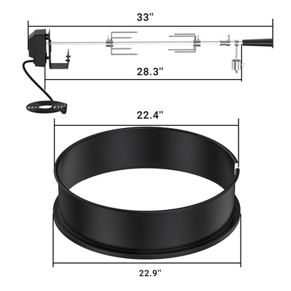 Charkettle Rotisserie Ring Kit and Stainless Steel Round Tumble Rotisserie Grill Basket