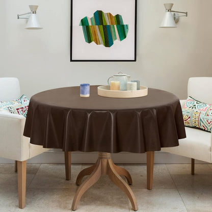 sancua 100% Waterproof Round PVC Tablecloth - 60 Inch - Oil Proof Spill Proof Vinyl Table Cloth, Wipe Clean Table Cover for Dining Tables, Buffet Parties and Camping, Coffee