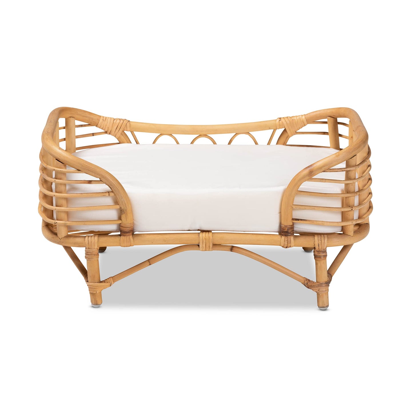 Bali & pari Malino Modern Bohemian Natural Rattan Pet Bed with Cushion