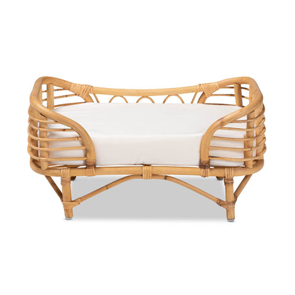 Bali & pari Malino Modern Bohemian Natural Rattan Pet Bed with Cushion