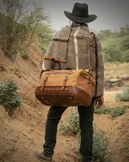 Trip Machine Company Motorcycle Outlaw Duffel Bag 50L Waterproof Leather Roll-Top Touring Luggage with Mounting Straps, Shoulder Strap & Rain Cover, Vintage Tan