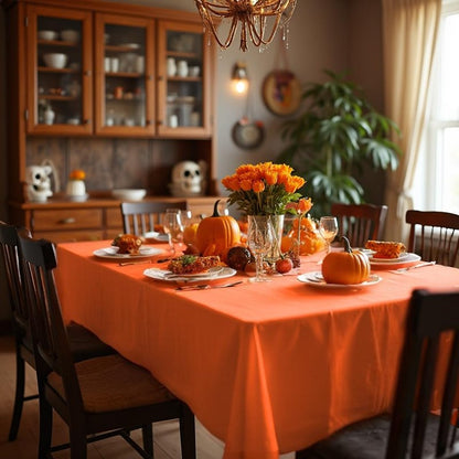 sancua Rectangle Tablecloth - 70 x 120 Inch - Stain and Wrinkle Resistant Washable Polyester Table Cloth, Decorative Fabric Table Cover for Dining Tables, Buffet Parties and Camping, Orange
