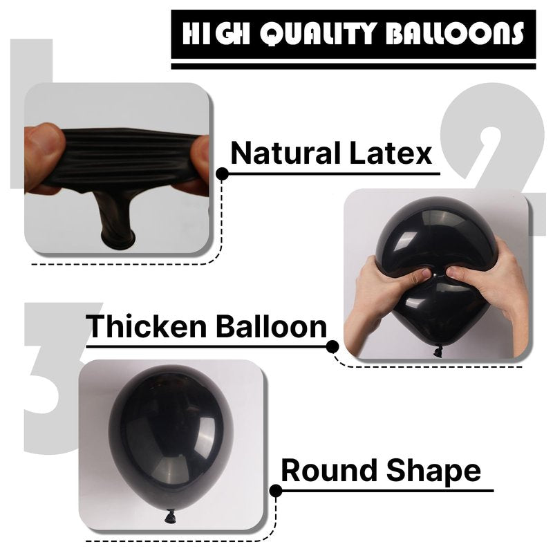 PartyWoo Black Balloons 100 pcs Different Sizes of 18 12 10 5 Inch Black Balloons Arch Kit Garland for Baby Shower Birthday Graduation Casino Gaming Anniversary Race Car Party Decorations Black-Y18