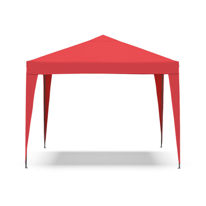 Furniture of America Tene 10'x10' Base 8'x8' Top Portable Easy Pop Up Awning Outdoor Canopy Tent, Rain Shelter with Wheeled Carrying Bag, Beach Shade, for Backyard, Patio, Deck, Red