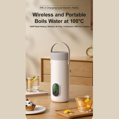 Portable Electric Kettle, Rechargeable Cordless Travel Kettle with 27000mAh Battery Fast Boiling for Outdoor Camping Car Travel Stainless Steel 350ML