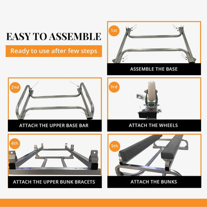 Anchor-Man Jet Ski Dolly, Small Boat Dolly Jetski Stand for Moving Watercraft, Adjustable Jet Ski Trailer with 4 Casters & 2 Brakes, Heavy-Duty Boat Stands Floating Jet Ski Dock, 1300 Lbs Capacity