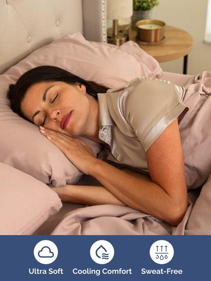Skiennix Extra Deep Cal King Sheet Set | 6-Piece Breathable Cooling Bedding - Soft, Wrinkle-Free, Mauve