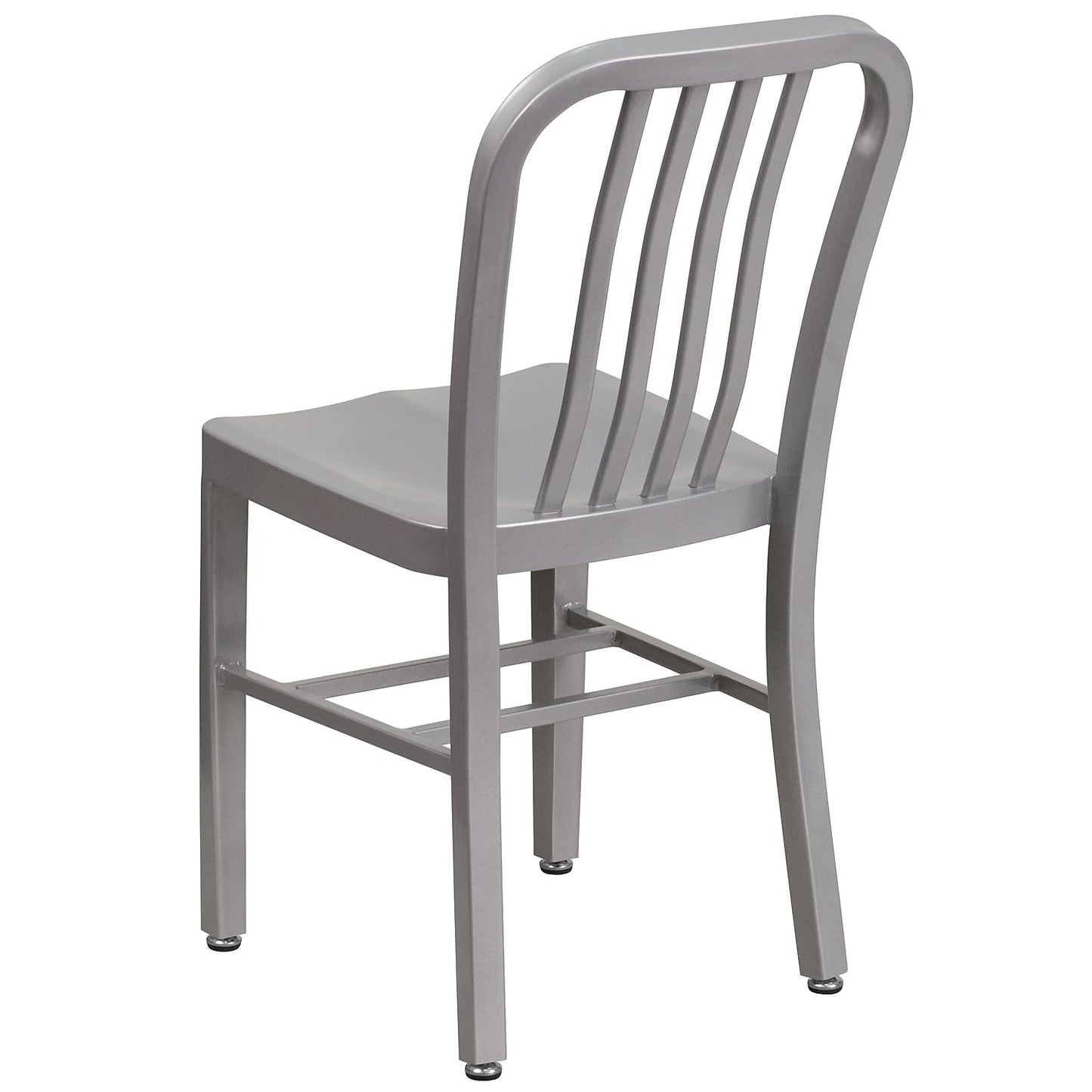Flash Furniture Gael Indoor/Outdoor Modern Metal Dining Chairs, Commercial-Grade Galvanized Steel Restaurant Chairs, Set of 2, Silver
