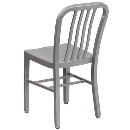 Flash Furniture Gael Indoor/Outdoor Modern Metal Dining Chairs, Commercial-Grade Galvanized Steel Restaurant Chairs, Set of 2, Silver