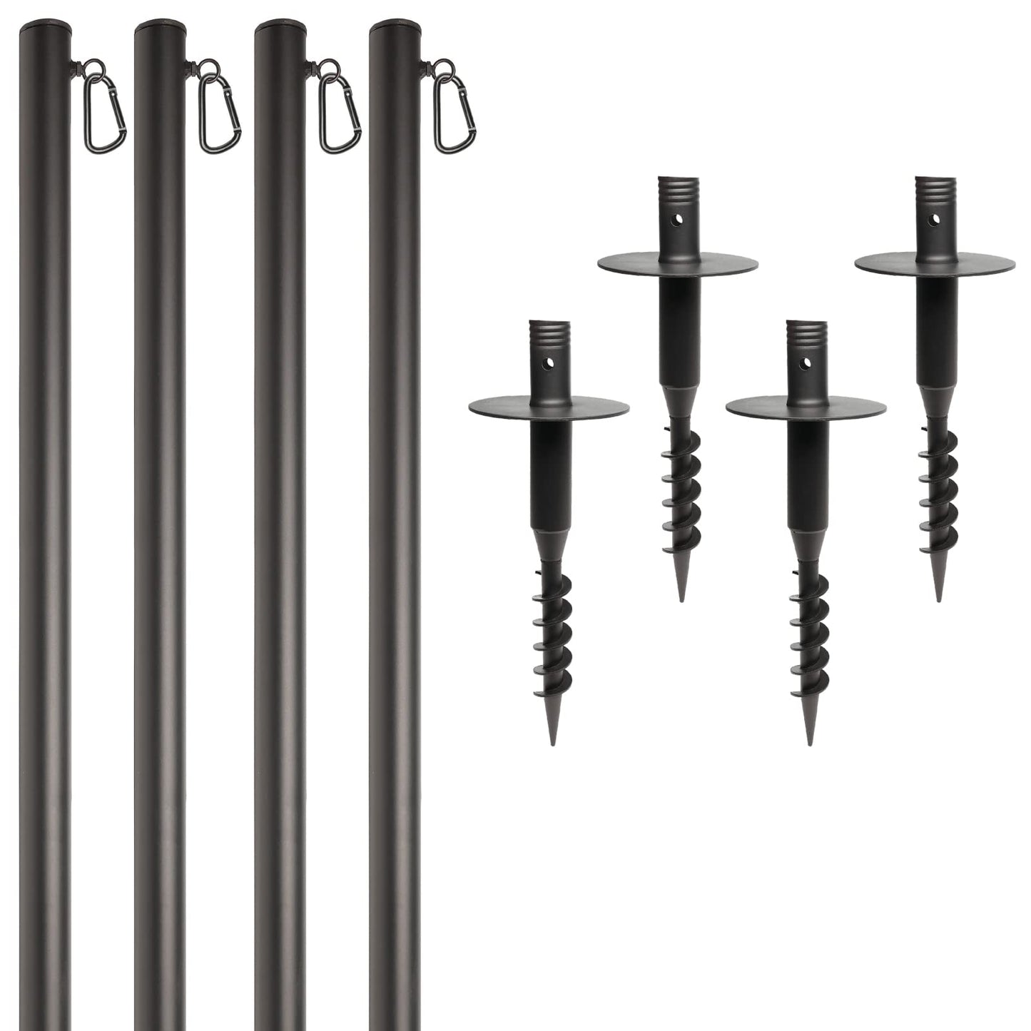 EXCELLO GLOBAL PRODUCTS Premium String Light Poles - 4 Pack - Extends to 10 Feet – Yard Mount (Grass/Dirt)