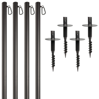 EXCELLO GLOBAL PRODUCTS Premium String Light Poles - 4 Pack - Extends to 10 Feet – Yard Mount (Grass/Dirt)