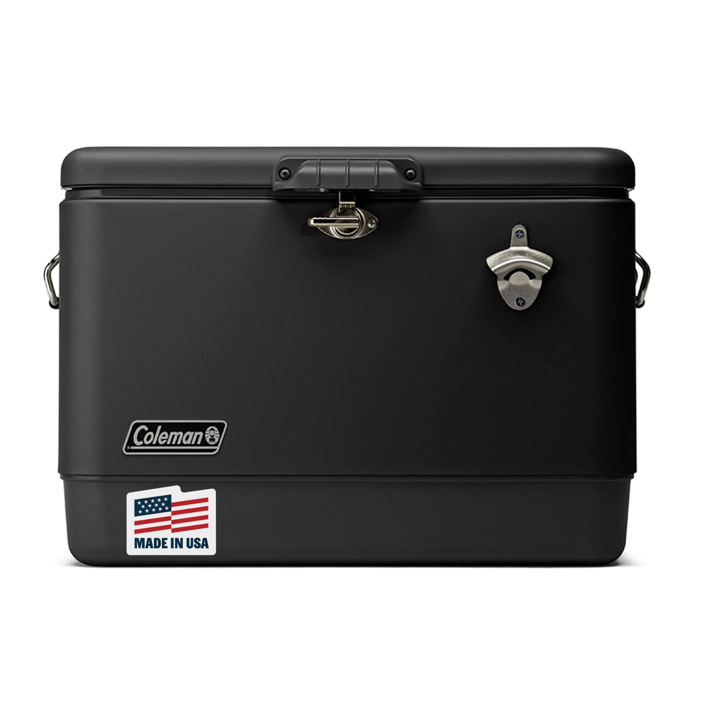 Coleman Reunion Premium Insulated 54qt Steel Belted Cooler Leak-Resistant Heavy-Duty Latch Handles Drain & Bottle Opener Perfect for Camping Tailgating Beach Picnic & More