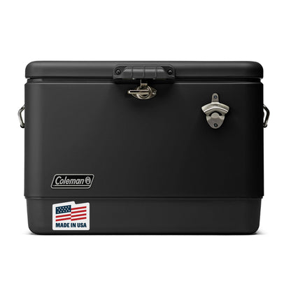 Coleman Reunion Premium Insulated 54qt Steel Belted Cooler Leak-Resistant Heavy-Duty Latch Handles Drain & Bottle Opener Perfect for Camping Tailgating Beach Picnic & More