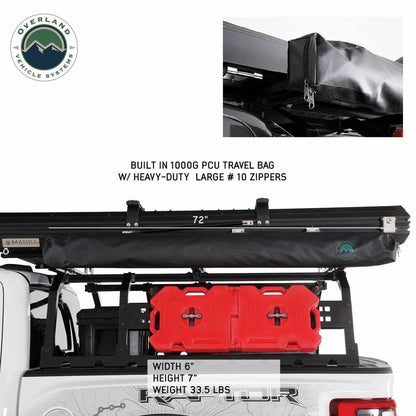 Overland Vehicle Systems 19609917 HD Nomadic 180 LTE Awning Universal | 59 Sq Ft of Coverage | Dark Gray Fabric with Black Travel Cover Included | Twist and Lock Technology | Heat-Sealed Seams