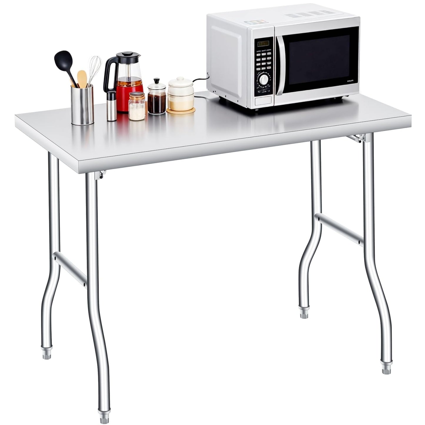 COZONY Stainless Steel Foldable Work Table, 48×30 Inch Heavy Duty Construction, Rust-Resistant & Durable Utility Table for Home Kitchen, Food Prep, Garage Storage and Outdoor Use
