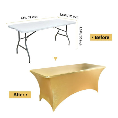ZarzaaSik 2-Pack 6ft Spandex Table Covers for Rectangle Standard Folding Tables - Wrinkle Resistant Stretch Tablecloths - Ultimate Fitted Table Protector for Parties, Trade Shows, Banquet