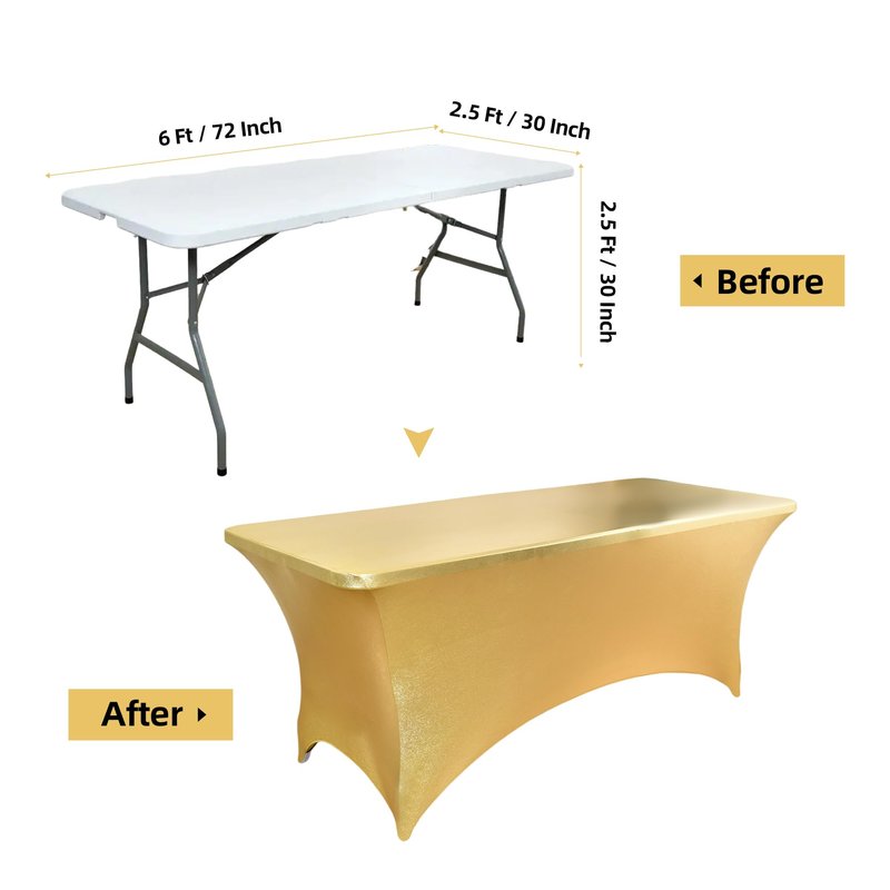 ZarzaaSik 10-Pack 6ft Spandex Table Covers for Rectangle Standard Folding Tables - Wrinkle Resistant Stretch Tablecloths - Ultimate Fitted Table Protector for Parties, Banquet, Wedding