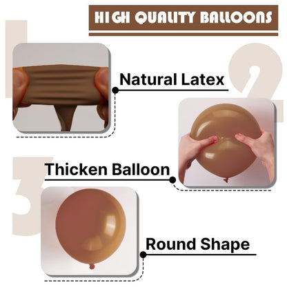 PartyWoo Brown Balloons 101pcs 12 Inch Boho Neutral Coffee Tan Fall Latex Helium Balloons for Wedding Baby Shower Gender Reveal Graduation Safari Woodland Birthday Fall Party Decorations Brown-F09