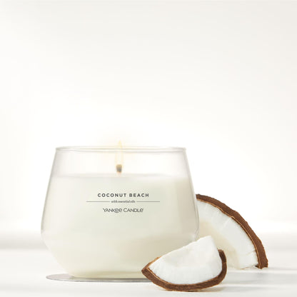 Yankee Candle Studio Scented Candle with up to 50 Hour Burn Time, Premium Plant Wax Blend for Consistent Burn, 10 oz Jar Candle with Room Filling Fragrance, Coconut Beach (Pack of 1)