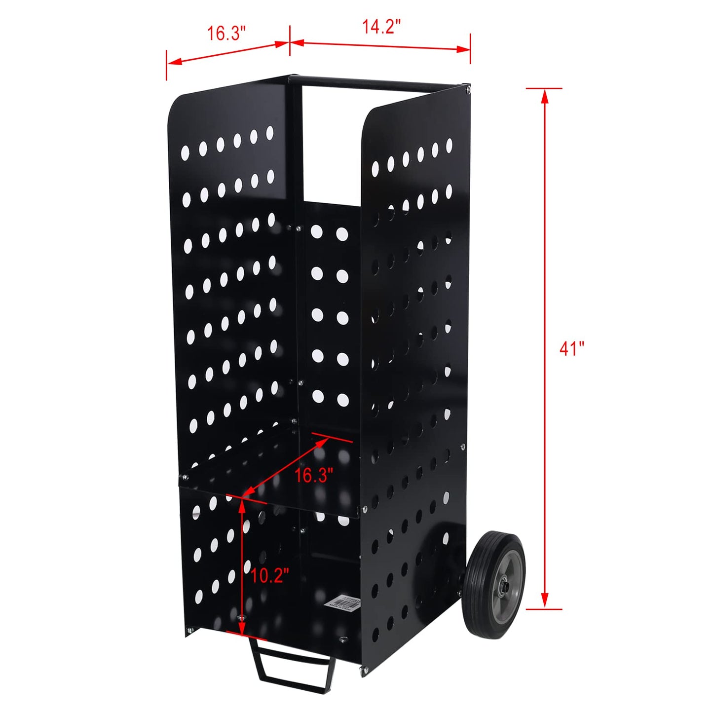 Ball & Cast 41" Firewood Log Cart Carrier Outdoor or Indoor Steel Wood Rack Storage Mover with Rolling Wheeled,Heavy Duty Wood Moving Equipment for Patios Backyard,Garden,Black
