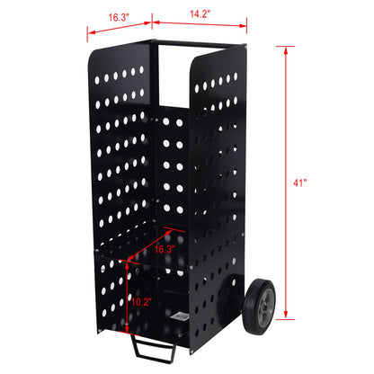 Metal Firewood Cart with Rolling Whee,l Heavy Duty 200lbs Load Capacity Outdoor Rolling Cart Dolly Storage Holder, Rolling Wood Hauler for Firewood Indoor Outdoor Wood Rack Storage Mover Black