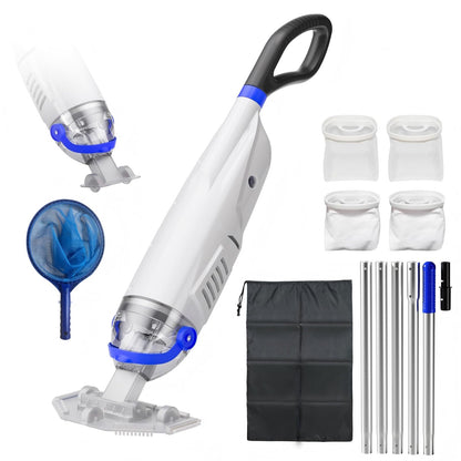 Sharkswell Upgraded Cordless Pool Vacuum with Telescopic Pole, 60 Min Powerful Suction & Transparent Head, Rechargeable Handheld Cleaner for Above Ground Pools, Inground Pools, Hot Tubs and Spa