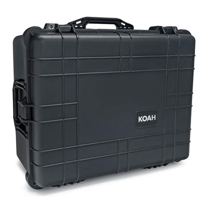 Koah Weatherproof Wheeled Plastic Hard Case with Customizable Foam, Retractable Handle, and Trolley Wheels (25.0" x 20.0" x 12") For Cameras, Drones, And Gear