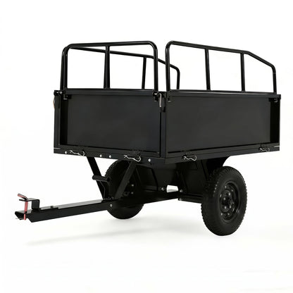 GarveeLife Lawn Mower Trailer ATV Dump Cart Tow Behind, 750 Lb Utility Garden Cart, 15 Cu.Ft, Heavy Duty Steel Garden Utility Trailer with Removable Sides for Atvs, Utvs Lawn Garden Tractors