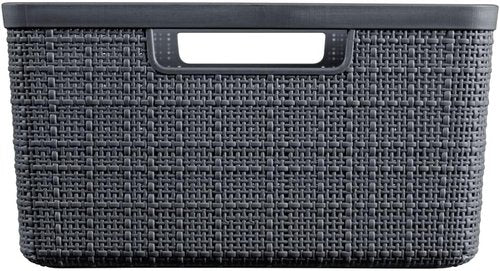 CURVER Jute Basket - 100% Recycled Plastic, Rectangular Design, 12L Capacity - Dark Grey