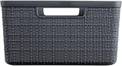 CURVER Jute Basket - 100% Recycled Plastic, Rectangular Design, 12L Capacity - Dark Grey