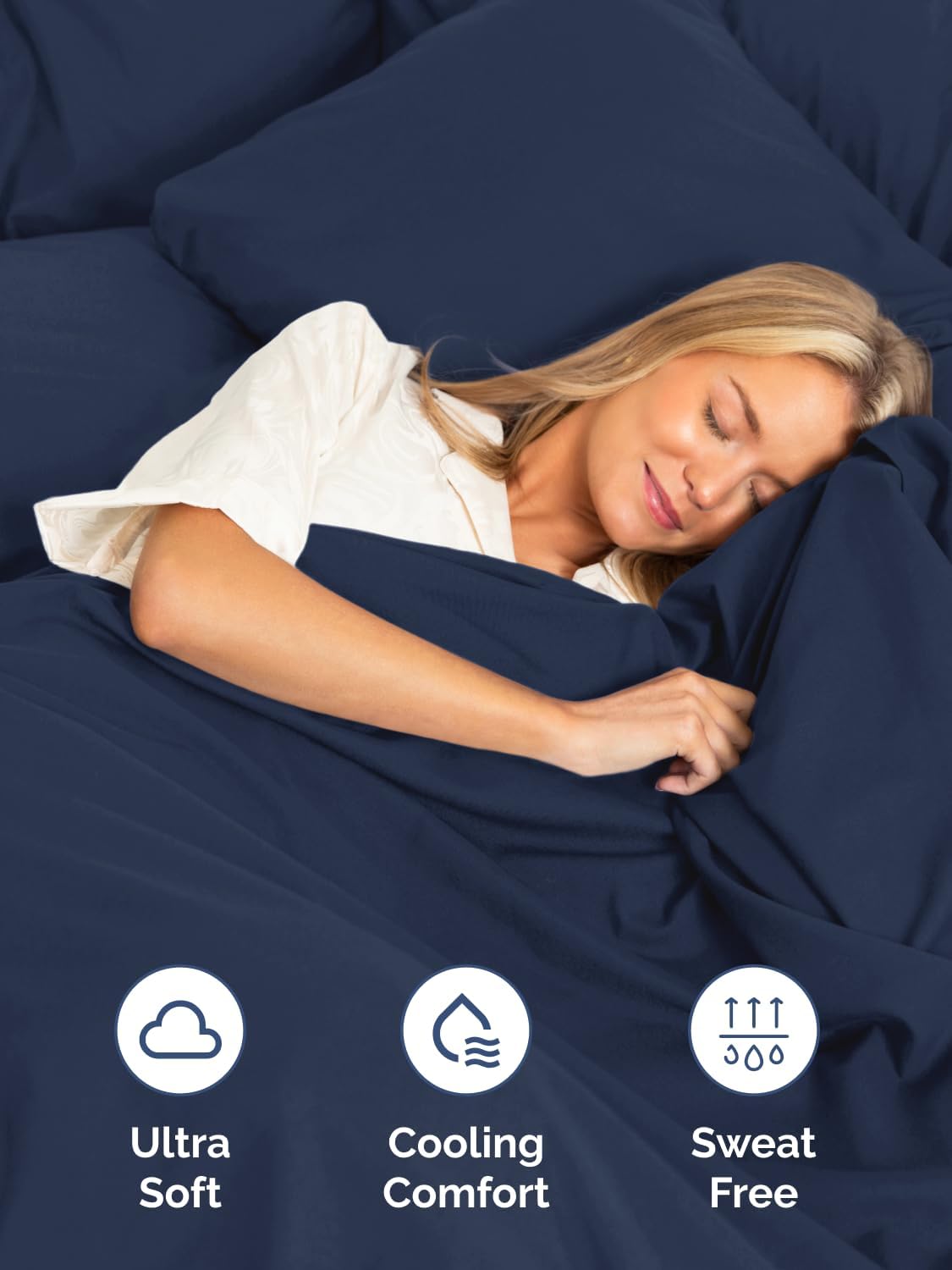 Skiennix Extra Deep Twin Sheet Set - 4-Piece Breathable Cooling Bedding - Soft, Wrinkle-Free Navy Blue