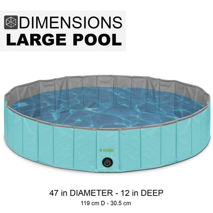 Kundu Round (47" Diameter x 12" Deep) Heavy Duty PVC Pets and Kids Outdoor Pool/Bathing Tub - Portable & Foldable - Large (Pack of 2)
