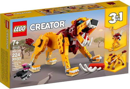 LEGO Creator 3in1 Wild Lion 31112 3in1 Toy Building Kit Featuring Animal Toys for Kids New 2021 (224 Pieces)