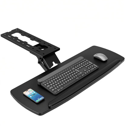 AX WABER Keyboard Tray Under Desk with Storage Drawer, Height Adjustable Keyboard Tray Slide Out 360° Swivel Tilt, Ergonomic Under Desk Mount Keyboard & Mouse Holder for Gaming Home Office, 28''x11''