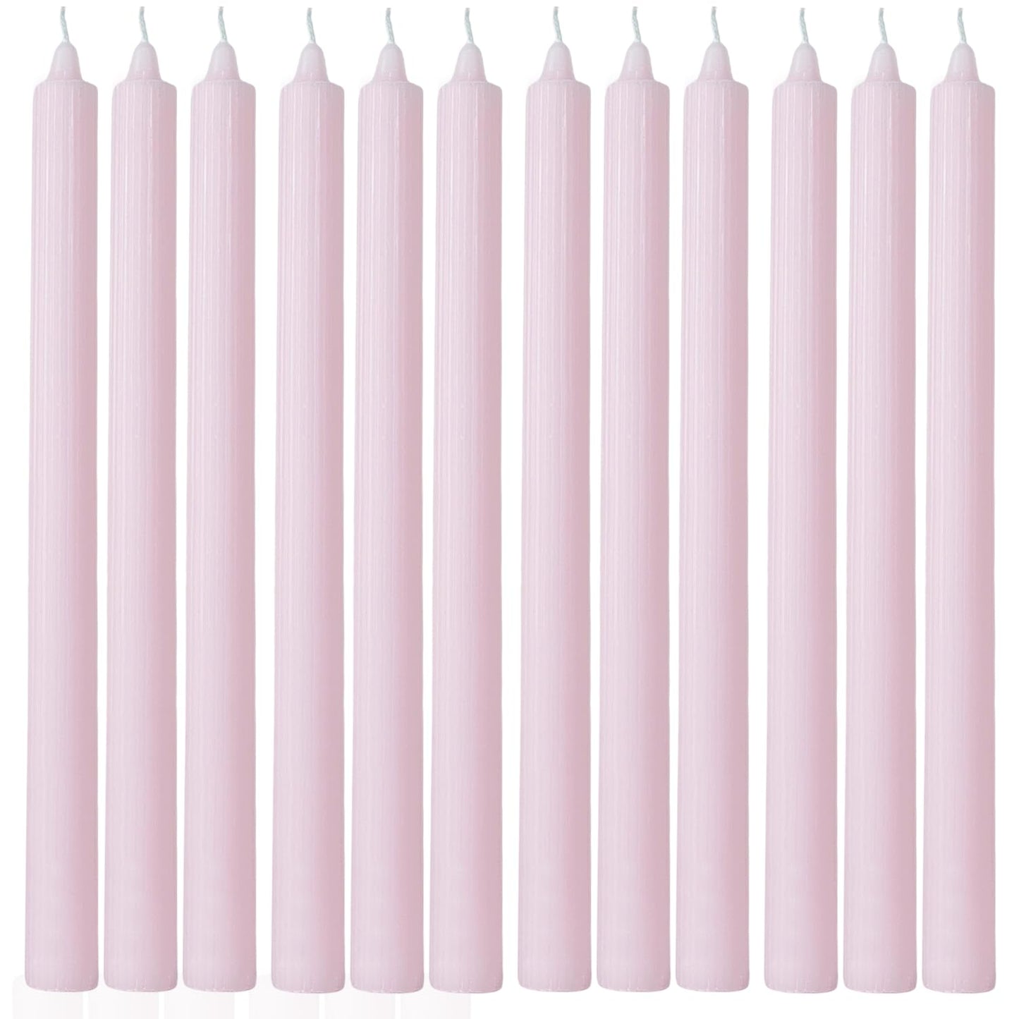 Pink Taper Candles Set of 12 Unscented Dripless Smokeless Long Tall Tapered Candlesticks Wedding Advent Home Decor Dinner Christmas-Natural Color Series-10.6 Inch